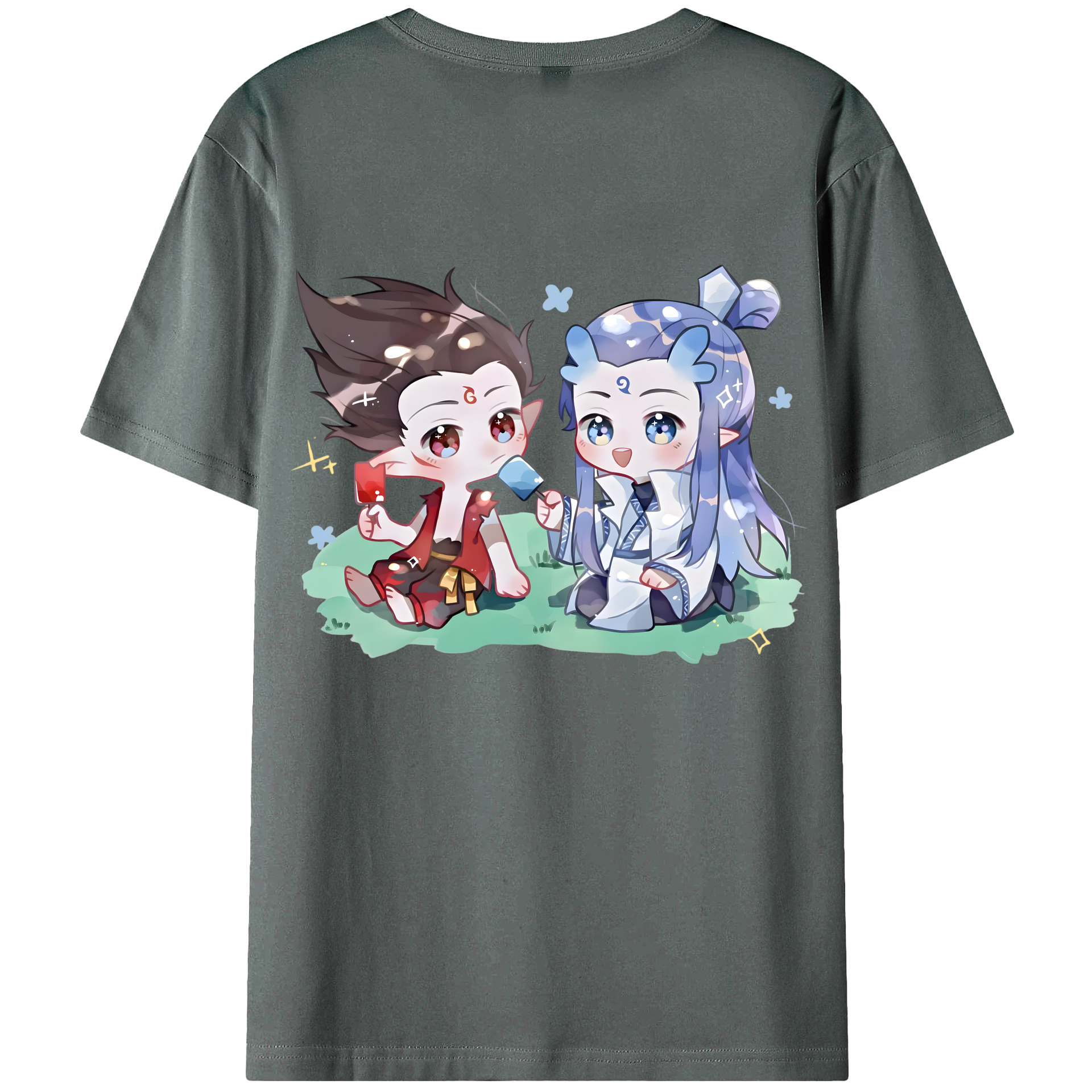 （画像用） Ne Zha 2 ナタ 魔童の大暴れ 綿100％ メンズ半袖Tシャツ（バックプリント） 通気性